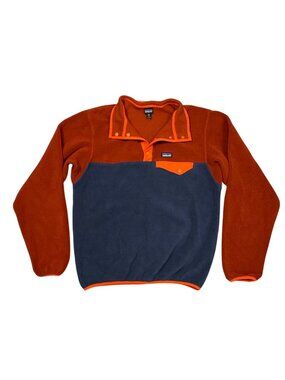 Patagonia Synchilla Snap-T Fleece Pullover Jacket Orange/Gray Boys XXL 16/18
